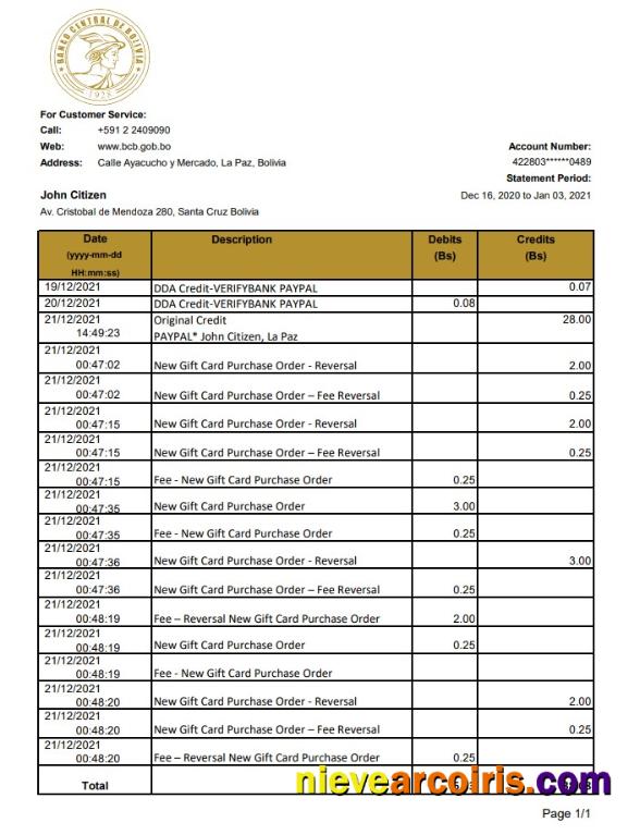 Bolivia Banco Central de Bolivia excel